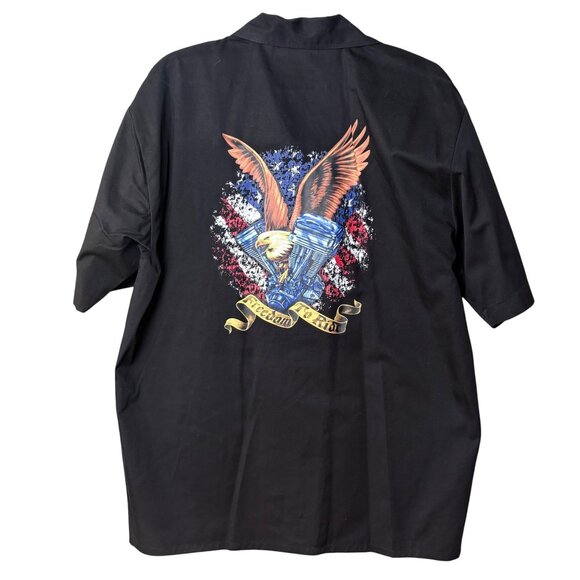 Dragonfly Mens Black Eagle USA Flag Engine Embroidered Button-Up Shirt Freedom t - Picture 1 of 8